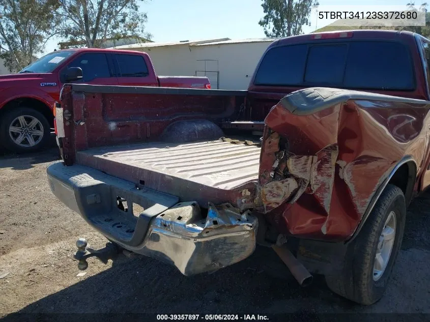 2003 Toyota Tundra Sr5 V8 VIN: 5TBRT34123S372680 Lot: 39357897