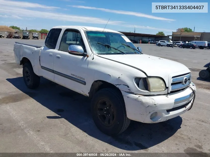 2003 Toyota Tundra Sr5 V8 VIN: 5TBRT34133S404407 Lot: 39748938