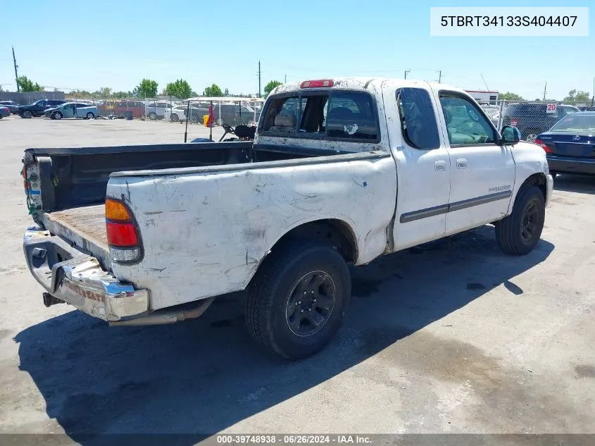 2003 Toyota Tundra Sr5 V8 VIN: 5TBRT34133S404407 Lot: 39748938