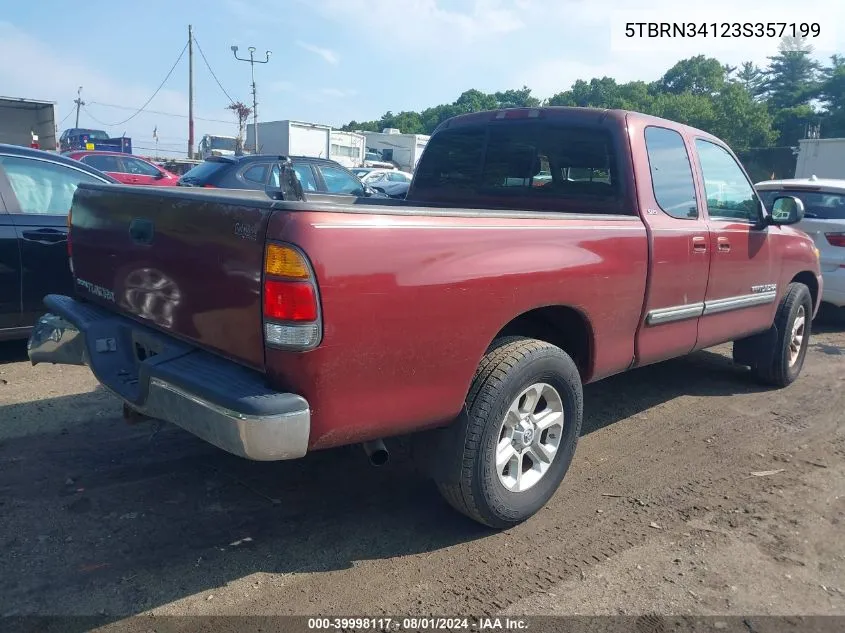 2003 Toyota Tundra Sr5 VIN: 5TBRN34123S357199 Lot: 39998117