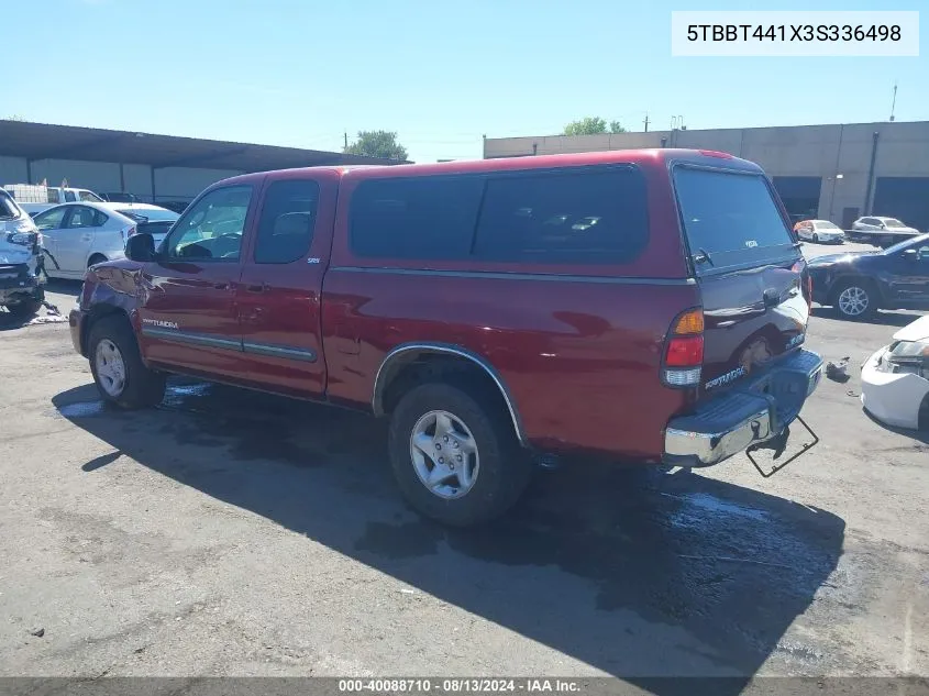 2003 Toyota Tundra Sr5 V8 VIN: 5TBBT441X3S336498 Lot: 40088710