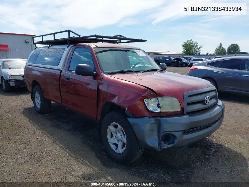 2003 Toyota Tundra VIN: 5TBJN32133S433934 Lot: 40145600