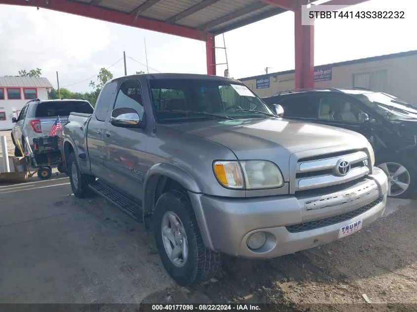 2003 Toyota Tundra Sr5 V8 VIN: 5TBBT44143S382232 Lot: 40177098