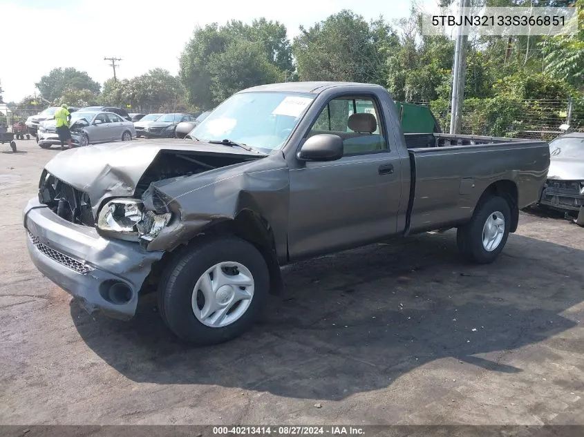 2003 Toyota Tundra VIN: 5TBJN32133S366851 Lot: 40213414