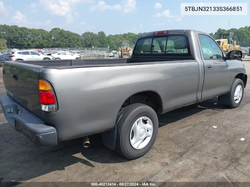 2003 Toyota Tundra VIN: 5TBJN32133S366851 Lot: 40213414