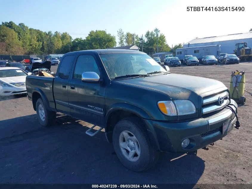 2003 Toyota Tundra Sr5 V8 VIN: 5TBBT44163S415490 Lot: 40247239