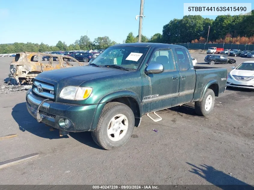 2003 Toyota Tundra Sr5 V8 VIN: 5TBBT44163S415490 Lot: 40247239