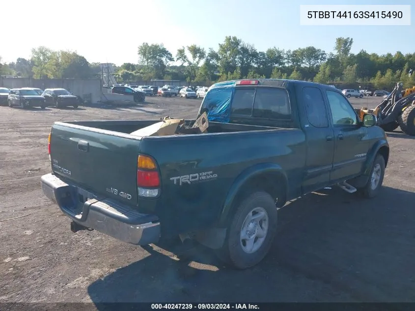 2003 Toyota Tundra Sr5 V8 VIN: 5TBBT44163S415490 Lot: 40247239