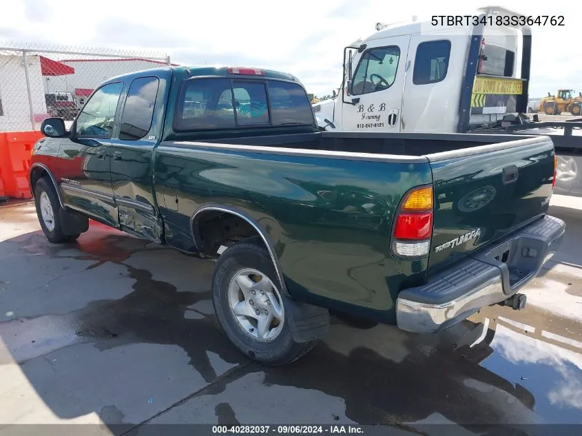 2003 Toyota Tundra Sr5 V8 VIN: 5TBRT34183S364762 Lot: 40282037