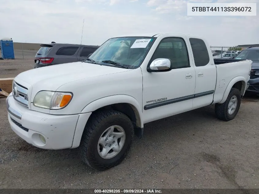 2003 Toyota Tundra Sr5 V8 VIN: 5TBBT44113S396072 Lot: 40298205