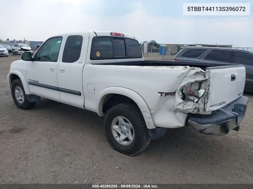 2003 Toyota Tundra Sr5 V8 VIN: 5TBBT44113S396072 Lot: 40298205