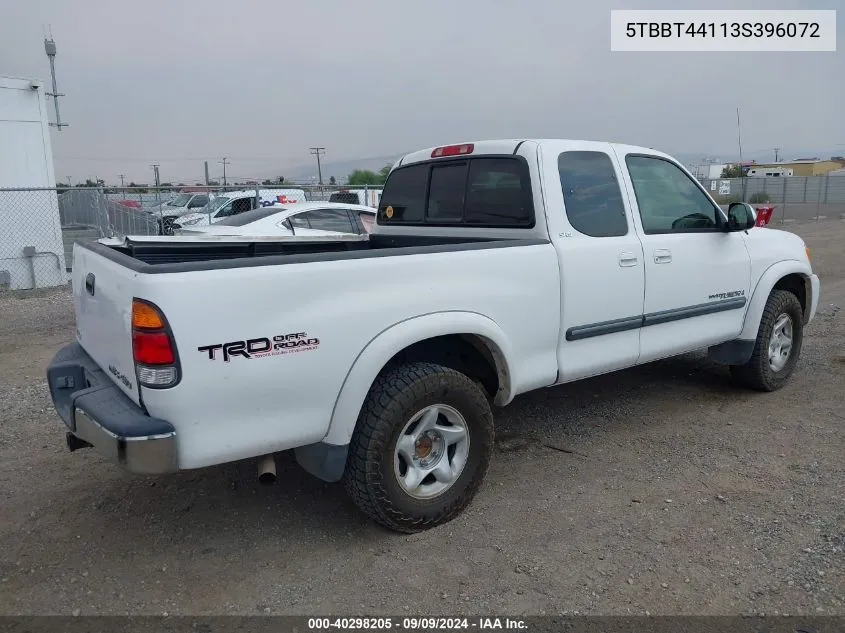 2003 Toyota Tundra Sr5 V8 VIN: 5TBBT44113S396072 Lot: 40298205