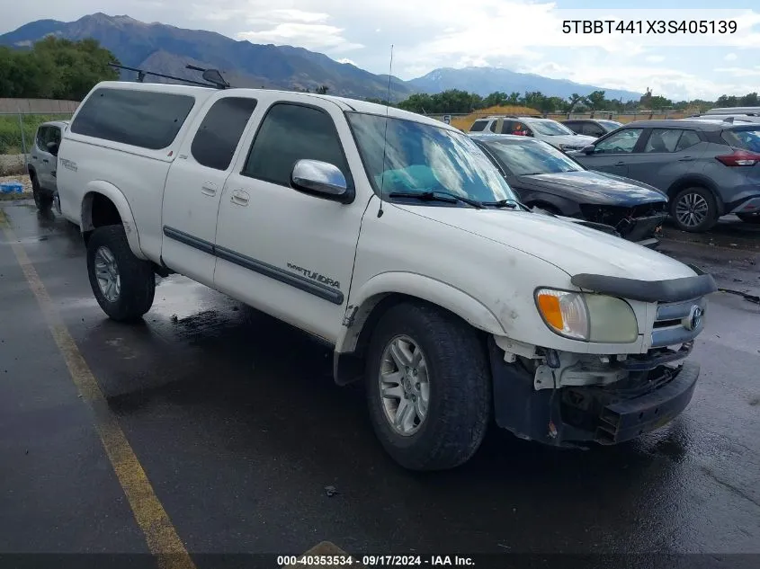 2003 Toyota Tundra Sr5 V8 VIN: 5TBBT441X3S405139 Lot: 40353534