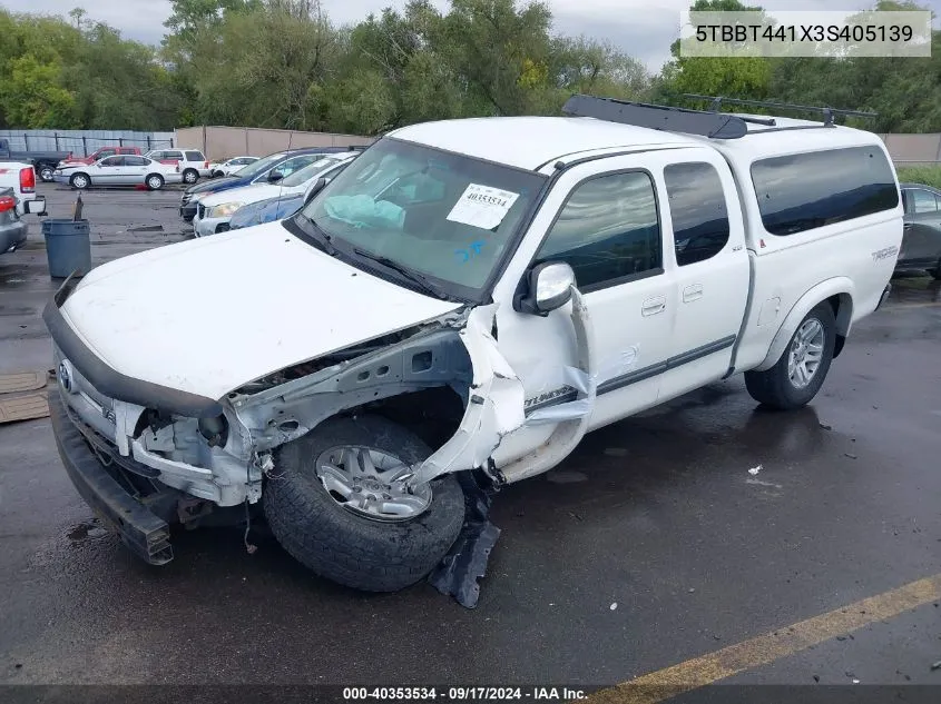 2003 Toyota Tundra Sr5 V8 VIN: 5TBBT441X3S405139 Lot: 40353534