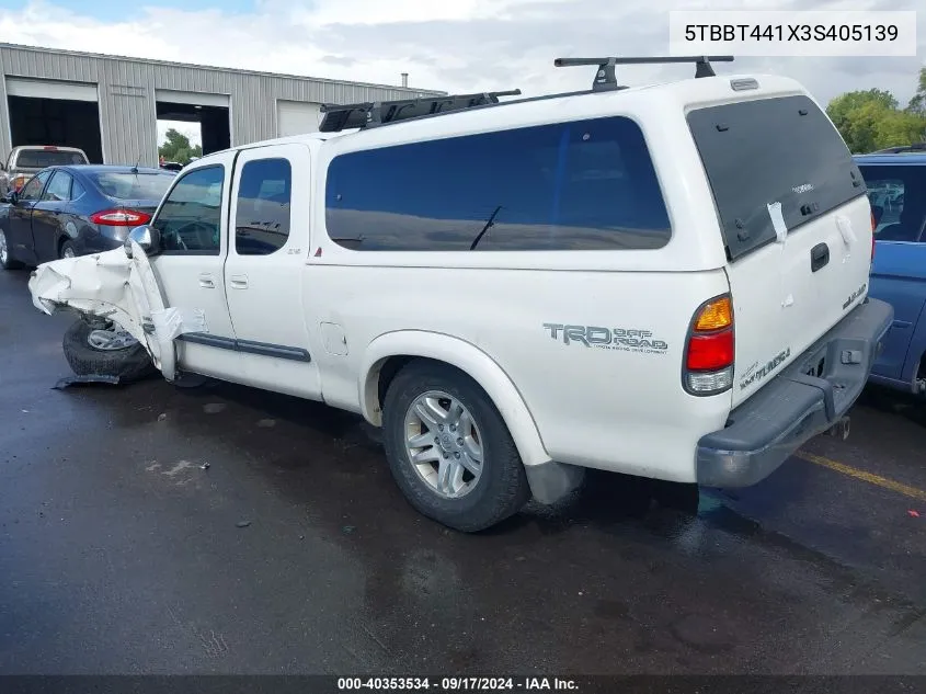 2003 Toyota Tundra Sr5 V8 VIN: 5TBBT441X3S405139 Lot: 40353534