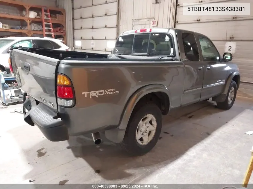 5TBBT48133S438381 2003 Toyota Tundra Access Cab Limited