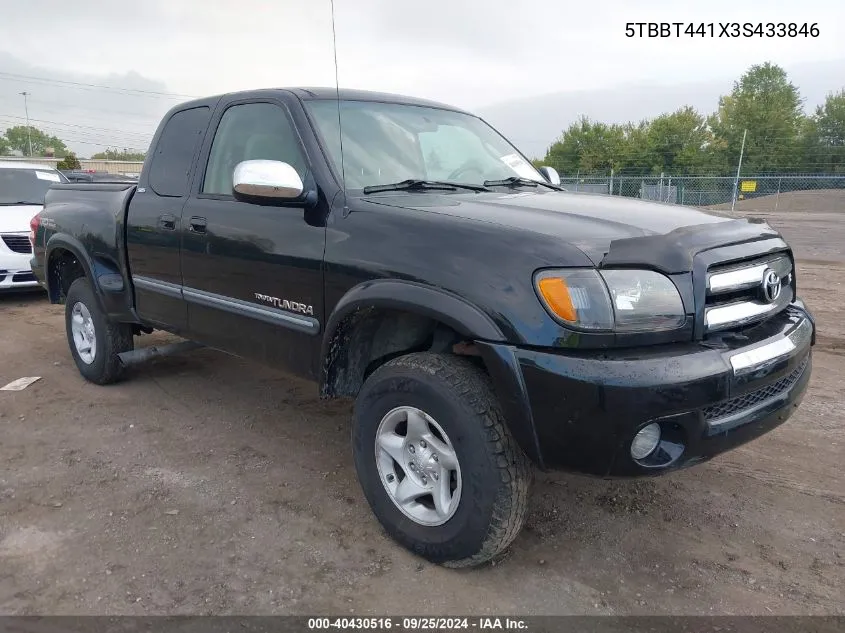 2003 Toyota Tundra Sr5 VIN: 5TBBT441X3S433846 Lot: 40430516