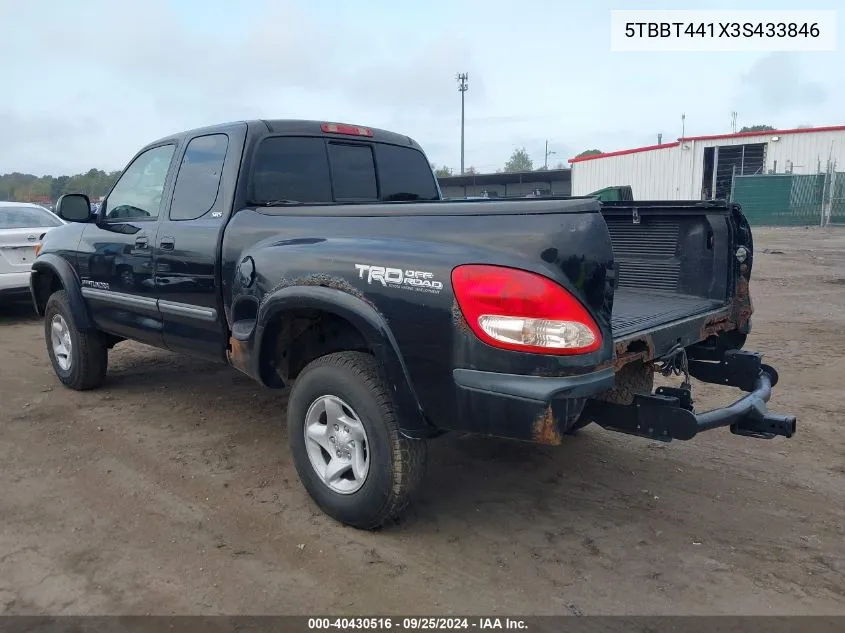 2003 Toyota Tundra Sr5 VIN: 5TBBT441X3S433846 Lot: 40430516