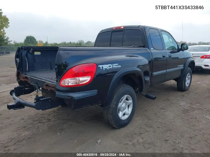 2003 Toyota Tundra Sr5 VIN: 5TBBT441X3S433846 Lot: 40430516