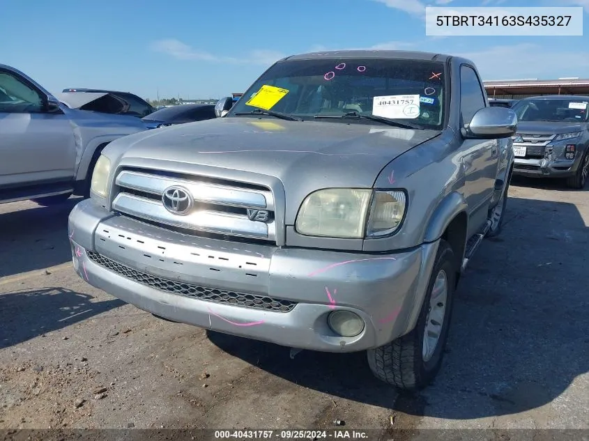 2003 Toyota Tundra Sr5 V8 VIN: 5TBRT34163S435327 Lot: 40431757