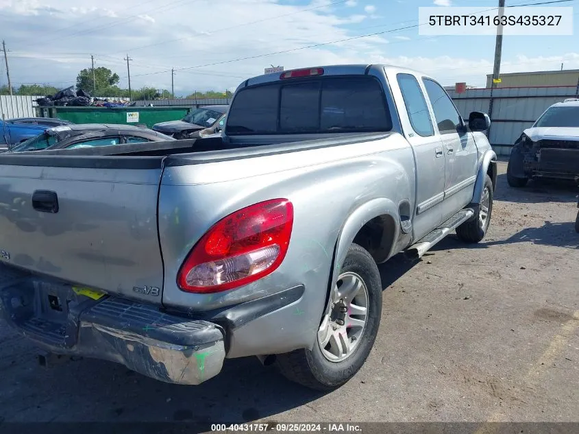 2003 Toyota Tundra Sr5 V8 VIN: 5TBRT34163S435327 Lot: 40431757