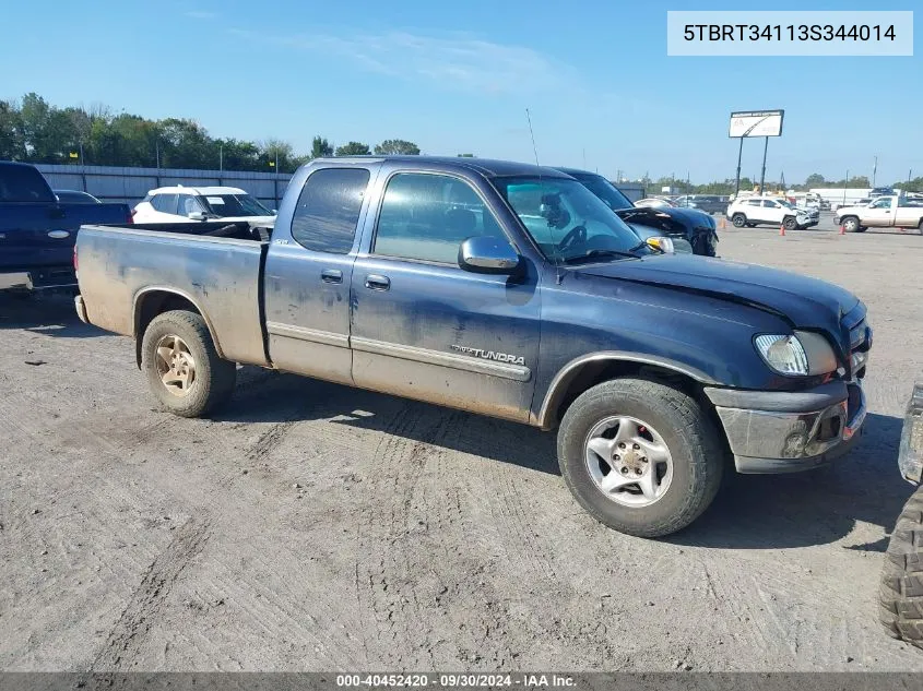 2003 Toyota Tundra Sr5 V8 VIN: 5TBRT34113S344014 Lot: 40452420