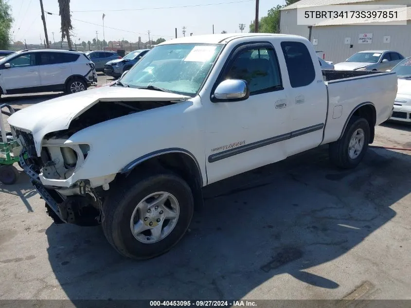 2003 Toyota Tundra Sr5 V8 VIN: 5TBRT34173S397851 Lot: 40453095