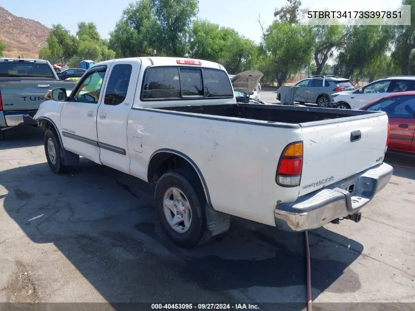 2003 Toyota Tundra Sr5 V8 VIN: 5TBRT34173S397851 Lot: 40453095