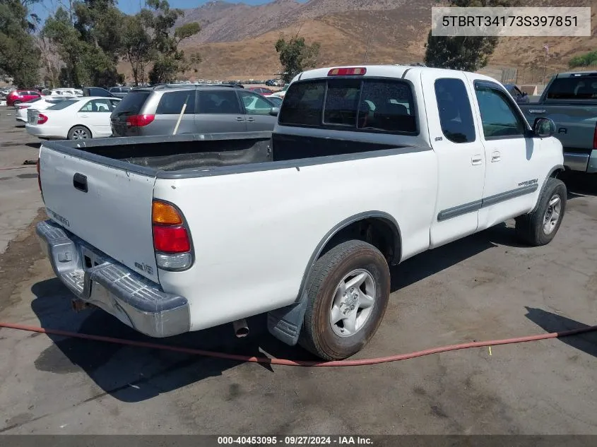 2003 Toyota Tundra Sr5 V8 VIN: 5TBRT34173S397851 Lot: 40453095