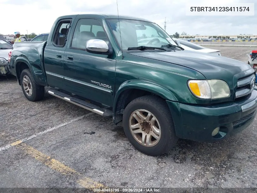 2003 Toyota Tundra Sr5 V8 VIN: 5TBRT34123S411574 Lot: 40453795