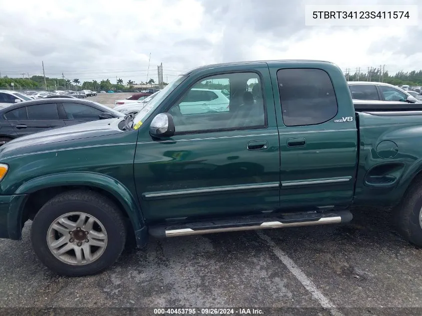 2003 Toyota Tundra Sr5 V8 VIN: 5TBRT34123S411574 Lot: 40453795