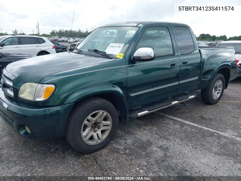 2003 Toyota Tundra Sr5 V8 VIN: 5TBRT34123S411574 Lot: 40453795