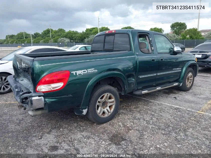 2003 Toyota Tundra Sr5 V8 VIN: 5TBRT34123S411574 Lot: 40453795