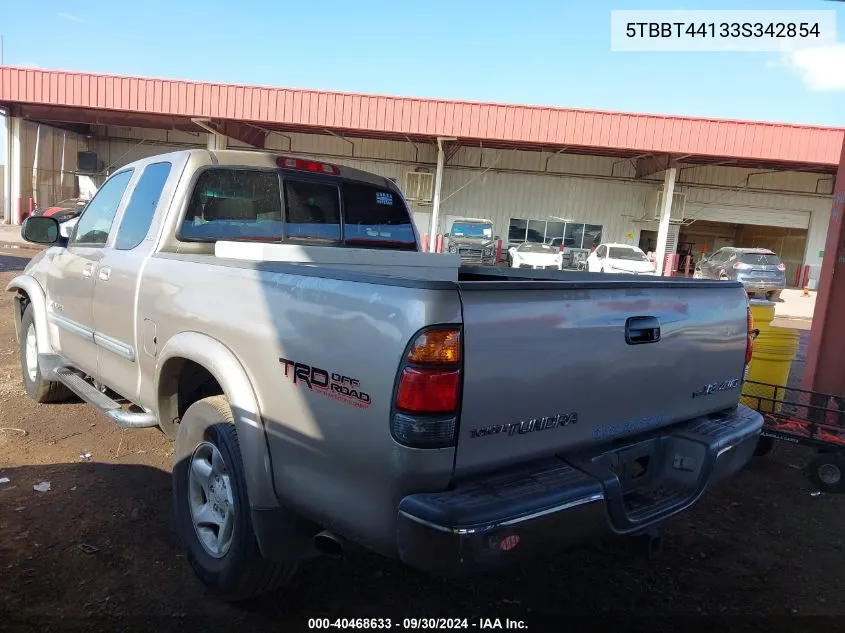 2003 Toyota Tundra Sr5 V8 VIN: 5TBBT44133S342854 Lot: 40468633