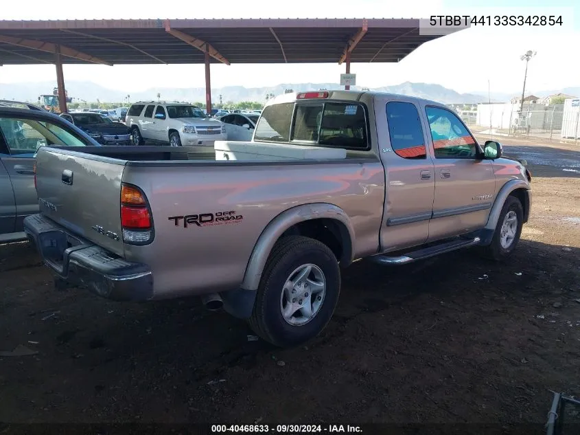 2003 Toyota Tundra Sr5 V8 VIN: 5TBBT44133S342854 Lot: 40468633