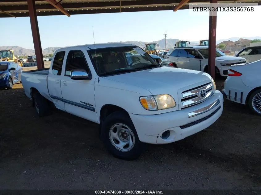 2003 Toyota Tundra Sr5 VIN: 5TBRN341X3S356768 Lot: 40474038