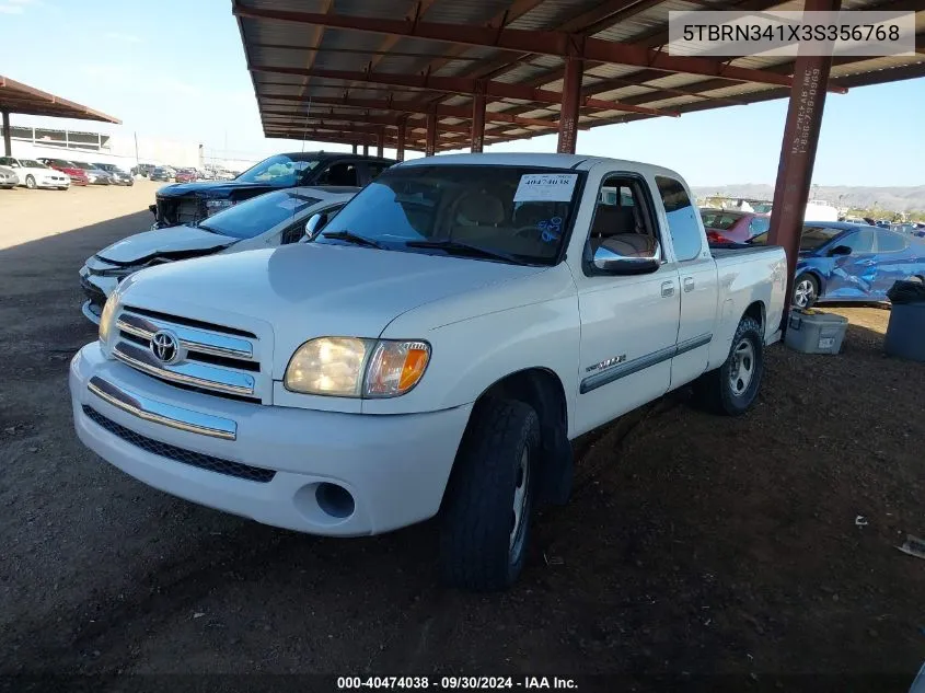 2003 Toyota Tundra Sr5 VIN: 5TBRN341X3S356768 Lot: 40474038