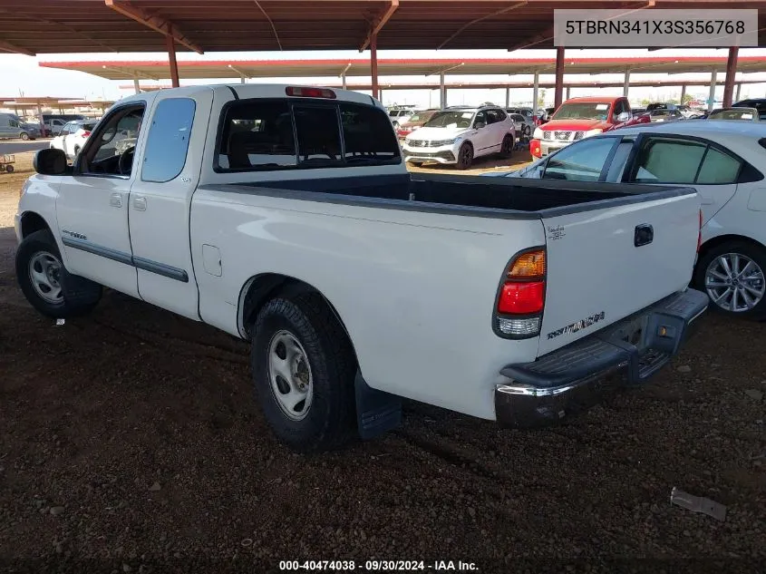 2003 Toyota Tundra Sr5 VIN: 5TBRN341X3S356768 Lot: 40474038