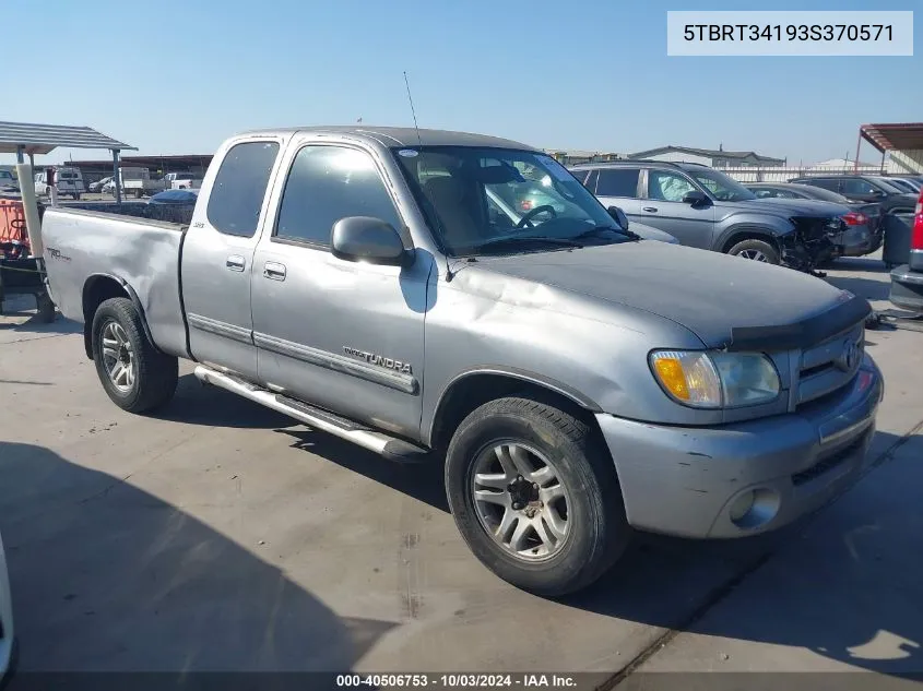 2003 Toyota Tundra Sr5 V8 VIN: 5TBRT34193S370571 Lot: 40506753