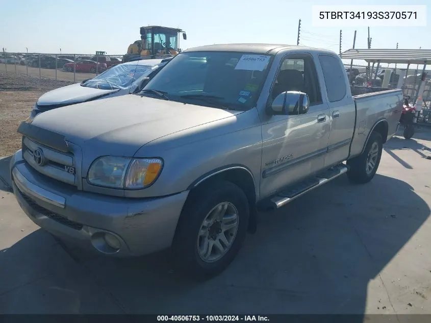 2003 Toyota Tundra Sr5 V8 VIN: 5TBRT34193S370571 Lot: 40506753