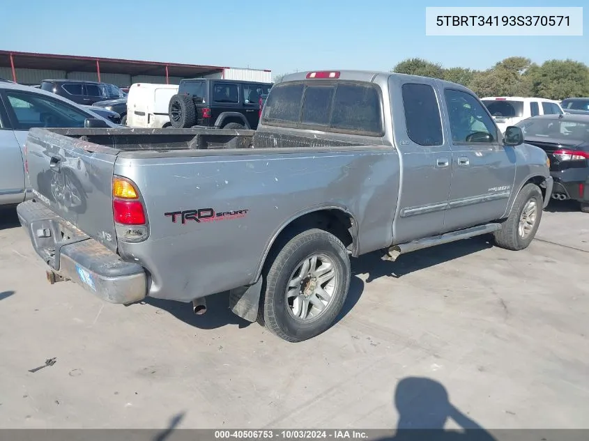 2003 Toyota Tundra Sr5 V8 VIN: 5TBRT34193S370571 Lot: 40506753