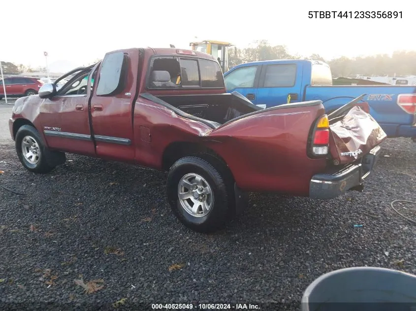 2003 Toyota Tundra Sr5 V8 VIN: 5TBBT44123S356891 Lot: 40525049