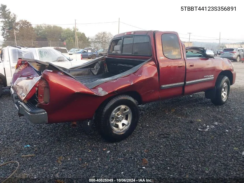 2003 Toyota Tundra Sr5 V8 VIN: 5TBBT44123S356891 Lot: 40525049