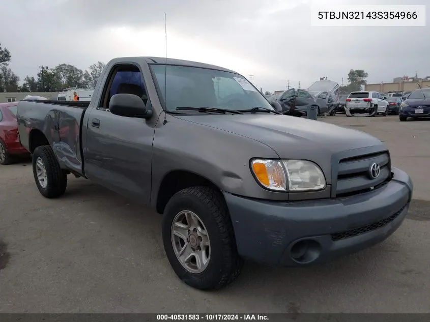 2003 Toyota Tundra VIN: 5TBJN32143S354966 Lot: 40531583