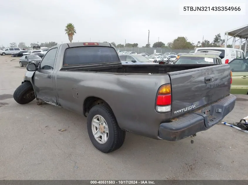 2003 Toyota Tundra VIN: 5TBJN32143S354966 Lot: 40531583