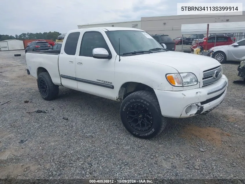 2003 Toyota Tundra Sr5 VIN: 5TBRN34113S399914 Lot: 40536812