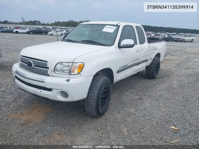 2003 Toyota Tundra Sr5 VIN: 5TBRN34113S399914 Lot: 40536812