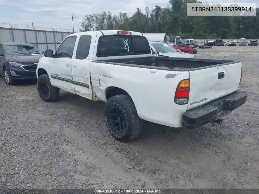 2003 Toyota Tundra Sr5 VIN: 5TBRN34113S399914 Lot: 40536812