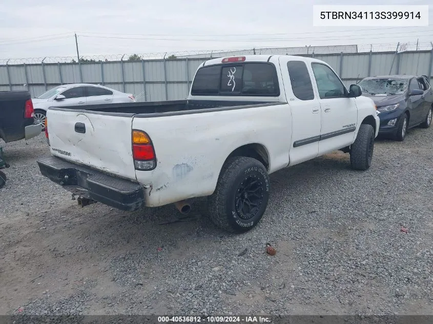 2003 Toyota Tundra Sr5 VIN: 5TBRN34113S399914 Lot: 40536812