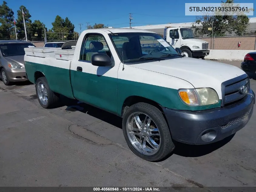 2003 Toyota Tundra VIN: 5TBJN32193S357961 Lot: 40560948